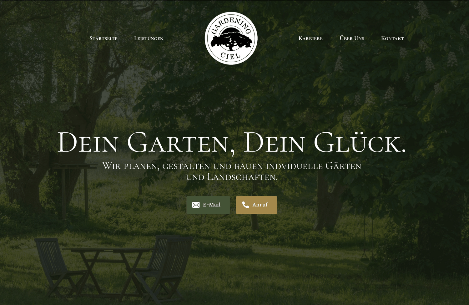 One-Pager Website von Printhaus für Kunde Gardening Ciel