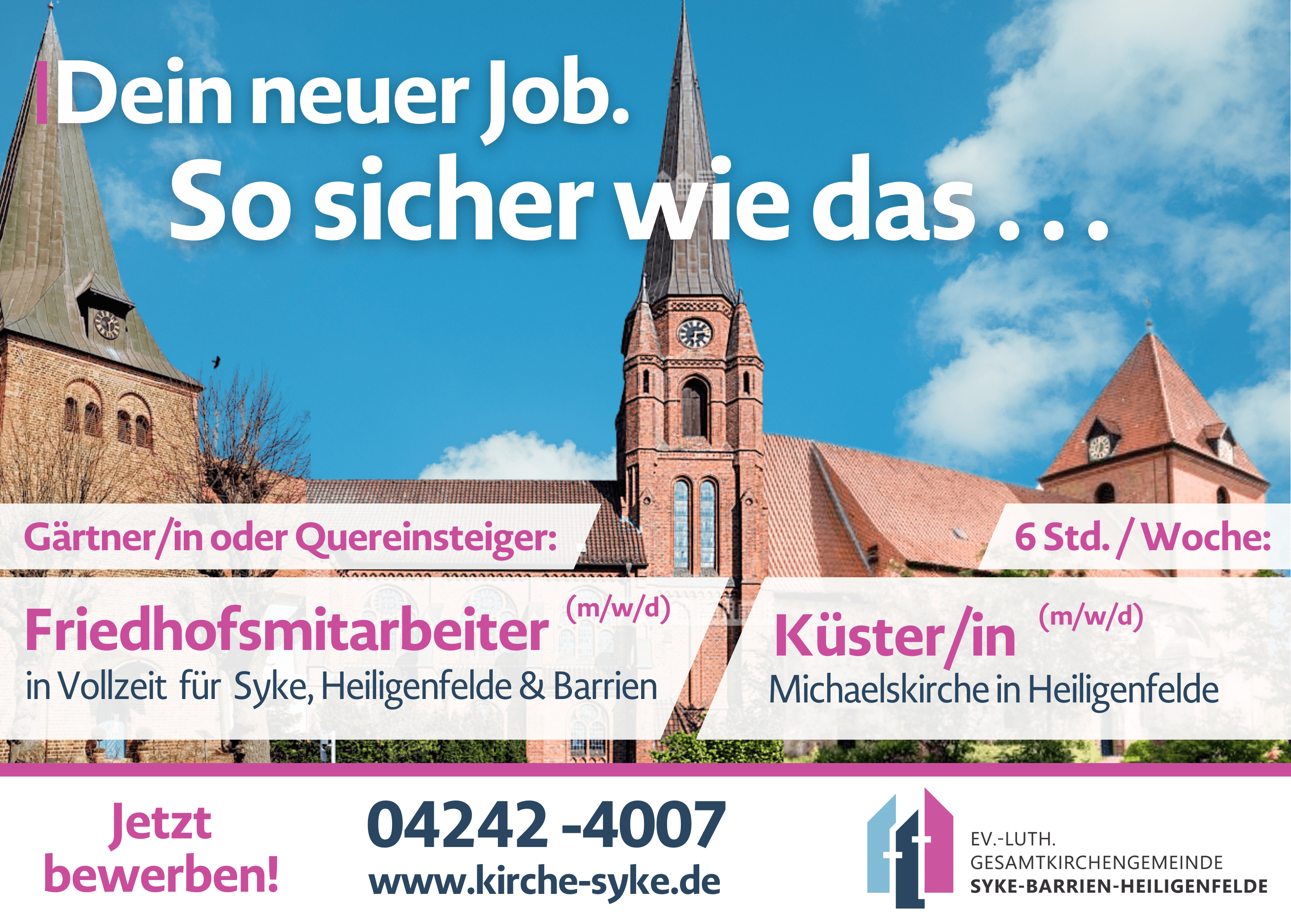 Printhaus Recruiting mit Großwerbefläche für die Kirche Syke, Heiligenfelde, Barrien 
