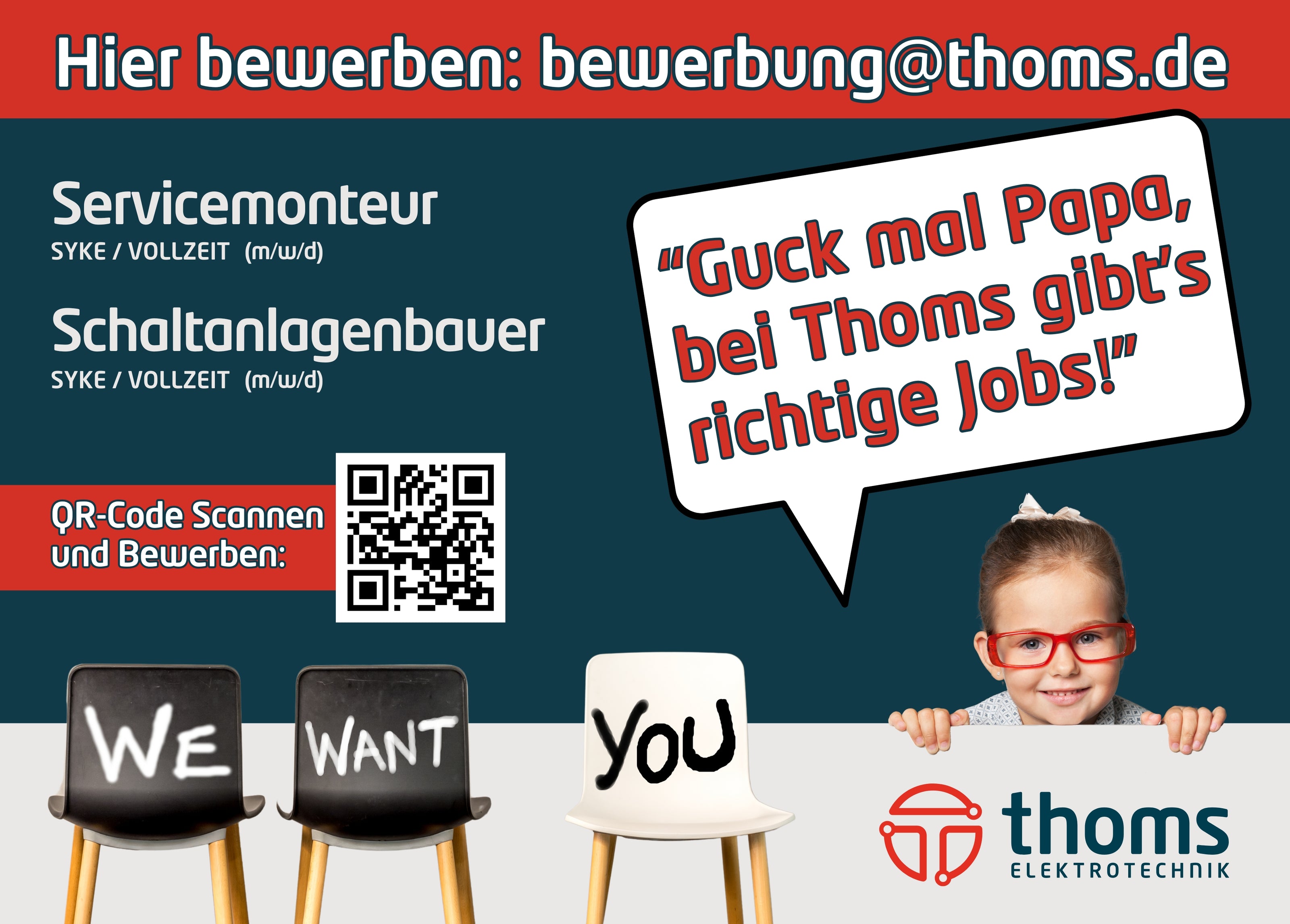 Printhaus Stellenanzeige für Thoms Elektrotechnik mit 18:1 Plakate 